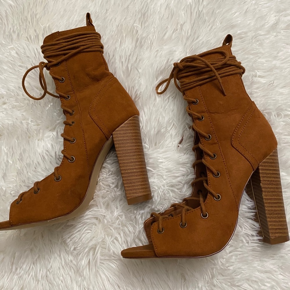 Miss Lola Boutique: Lace Up Chunky Heel